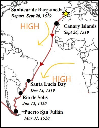 El Ni O And Magellan S Round The World Voyage Royal Meteorological   Magellans Atlantic Route Winds 